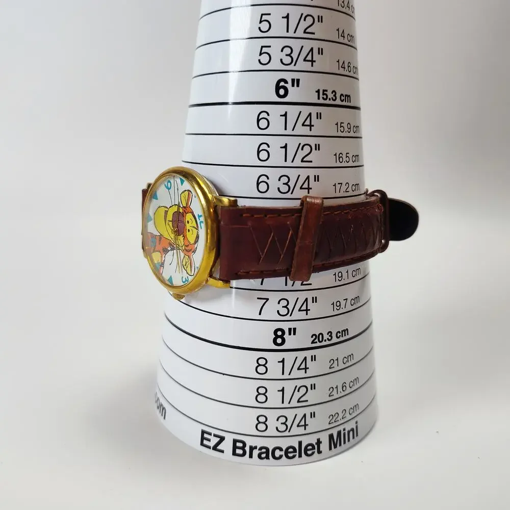 Vintage Timex Disney Tigger Watch Large Dial Brown Strap